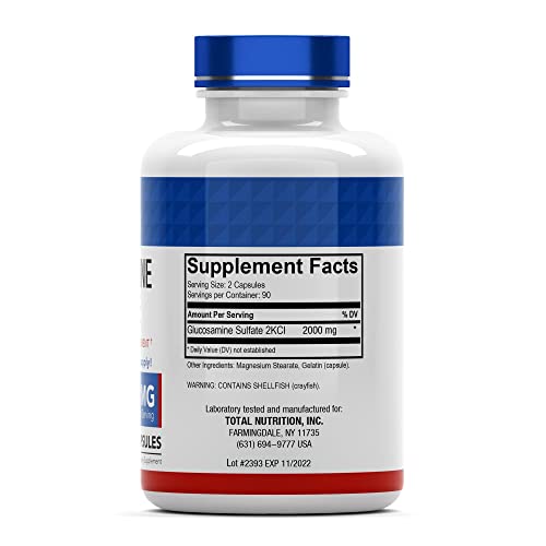 Glucosamine Sulfate Capsules 2000 MG (180 Count) | Joint Support* Supplement for Women & Men | Produced in The USA | Promotes Flexibility & Mobility* | by TNVitamins