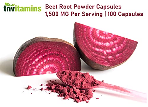 Beet Root Capsules | 1500 Mg - 100 Capsules | Beet Root Powder Extract Capsules | Supports Cardiovascular & Heart Health* | Non-GMO & Gluten-Free | Produced in the USA | TNVitamins