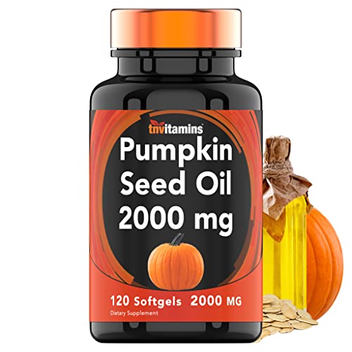 tnvitamins Pumpkin Seed Oil - 2000 MG x 120 Softgels | Pumpkin Seed Oil for Hair Growth* | Pumpkin Seed Oil Extract Supplement for Bladder Control* | Non-GMO