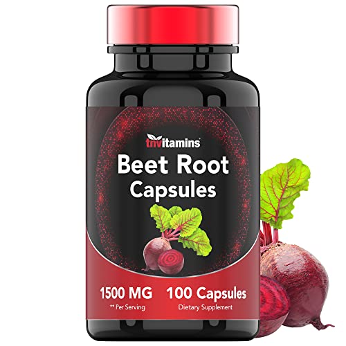 Beet Root Capsules | 1500 Mg - 100 Capsules | Beet Root Powder Extract Capsules | Supports Cardiovascular & Heart Health* | Non-GMO & Gluten-Free | Produced in the USA | TNVitamins