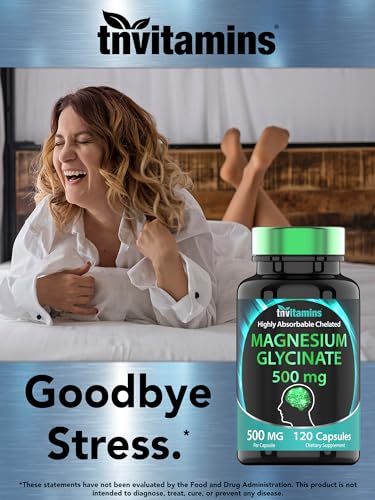 Magnesium Glycinate 500mg Per Capsule - 120 Count | 4 Month Supply! | Pure Chelated Magnesium Supplement for Sleep, Calm, Nerve, Joint, & Bone Support* | AKA Magnesium Bisgycinate | Non-GMO
