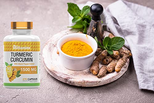 Turmeric Curcumin Capsules with Black Pepper | 1500 MG - 270 Capsules | Bulk Size - 3 Month Supply! | Golden Turmeric Curcumin Supplement with Black Pepper | Non-GMO | Produced in the USA | TNVitamins