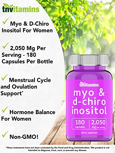 Myo Inositol & D-Chiro Inositol (2,050mg - 180 Capsules) | Hormone Balance for Women* | 40:1 Ratio | Ovulation, Ovarian, Menstruation & Fertility Support Supplement*