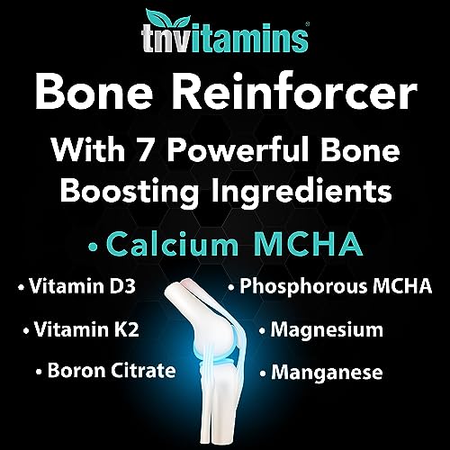 Bone Reinforcer (120 Capsules) MCHA Calcium Supplement with Vitamin D3, Magnesium, Vitamin K2, Boron Citrate, Phosphorous MCHA, & Manganese | Powerful Bone Supplement for Women & Men