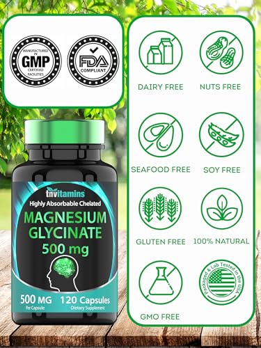 Magnesium Glycinate 500mg Per Capsule - 120 Count | 4 Month Supply! | Pure Chelated Magnesium Supplement for Sleep, Calm, Nerve, Joint, & Bone Support* | AKA Magnesium Bisgycinate | Non-GMO