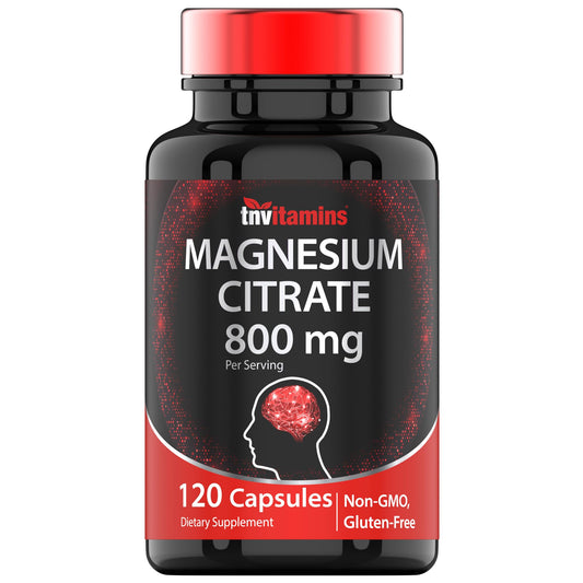 TNVitamins Magnesium Citrate 800 MG - 120 Capsules | Two Month Supply! | Pure Magnesium Citrate Powder Capsules | Citrato De Magnesio | Non-GMO | Produced in The USA!