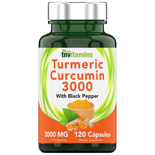 Turmeric Curcumin Capsules with Black Pepper | 3000 MG - 120 Capsules | Extra Strength Golden Turmeric Curcumin Supplement | Non-GMO | Produced in The USA | TNVitamins